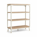 Bibliothèque ouverte en bois à 4 niveaux, blanc et chêne naturel, 100 × 40 × 120 cm