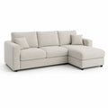 Canapé d’angle 3 places en polyester beige avec méridienne droite, 240 x 150 x 88 cm