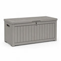 Coffre de rangement extérieur rectangulaire en plastique gris, 270 L, 117 × 45 × 57 cm