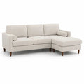 Canapé d’angle 3 places en tissu beige avec méridienne droite, 210 × 145 × 85 cm