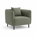 Fauteuil rembourré 1 place en polyester et acier, vert sauge et noir, 88 × 82 × 78 cm